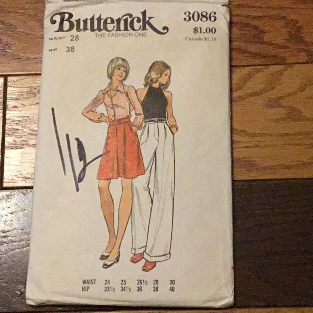 Butterick 3086 70’s/80’s vntg. skirt pants pattern